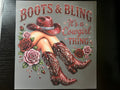 Boots and bling print